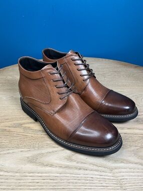 CALTO Men's Invisible Height Increasing Elevator Shoes Brown Leather Size 11